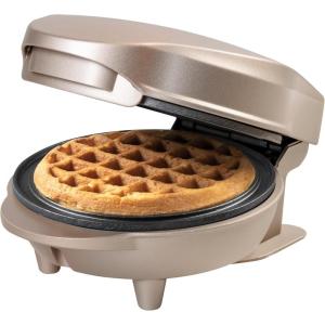 Bestron Mini gaufrier pour gaufres classiques, Petit gaufrier avec revêtement anti-adhésif, pour les anniversaires d&rsquo;enfants, les fêtes de famille, Pâques ou Noël, Design rétro, Couleur: Noir(Beige Claire)
