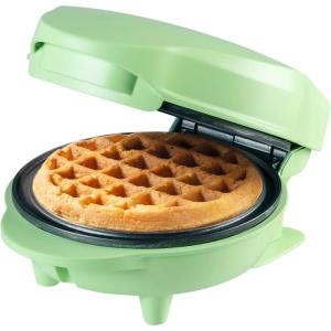 Bestron Mini gaufrier pour gaufres classiques, Petit gaufrier avec revêtement anti-adhésif, pour les anniversaires d&rsquo;enfants, les fêtes de famille, Pâques ou Noël, Design rétro, Couleur: Noir(Menthe Mat)