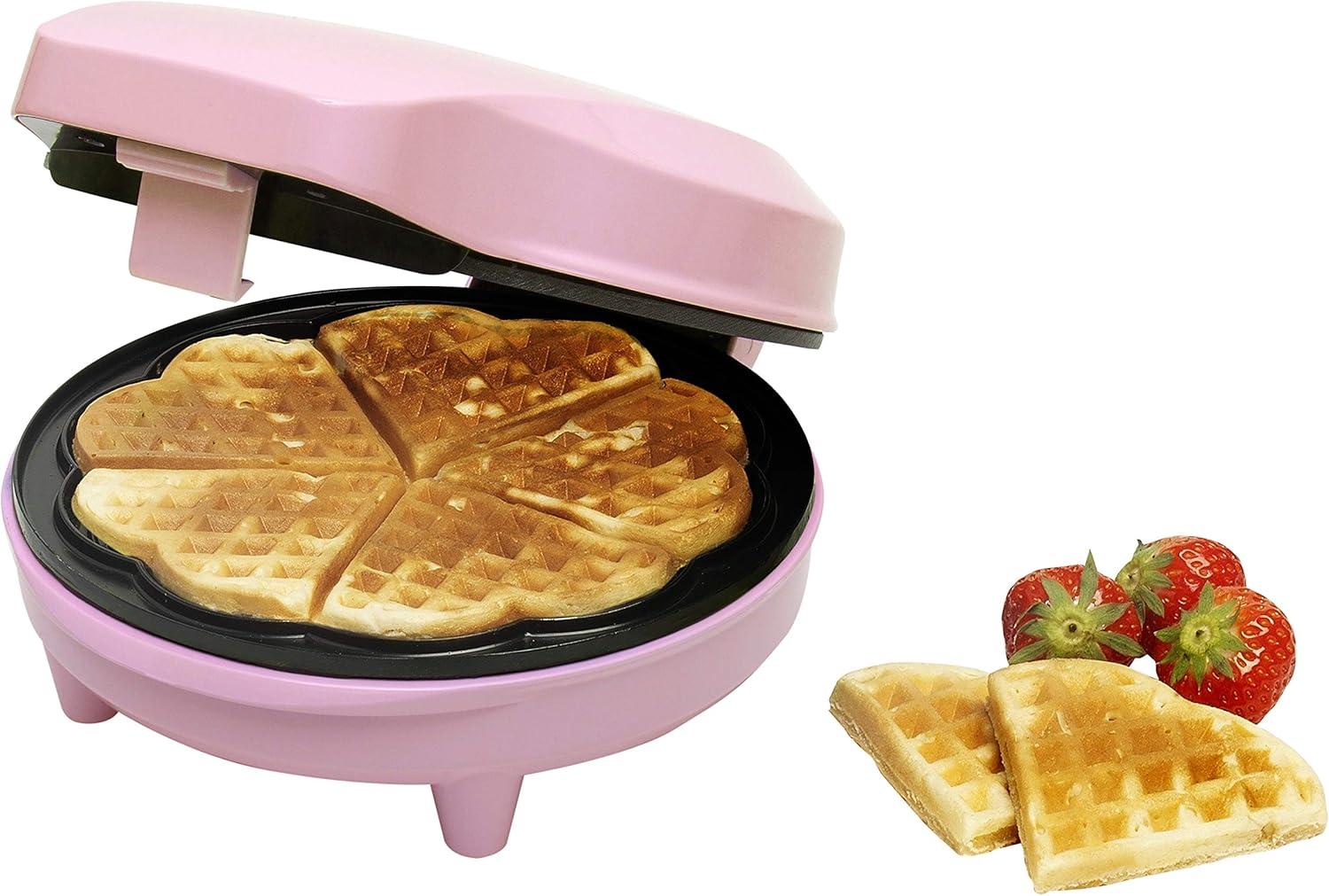 image:imageBestron Gaufrier pour gaufres classiques en forme de cur Gaufrier avec revtement antiadhsif pour gaufres en forme de cur Design rtro 700 Watts Couleur BleuRose