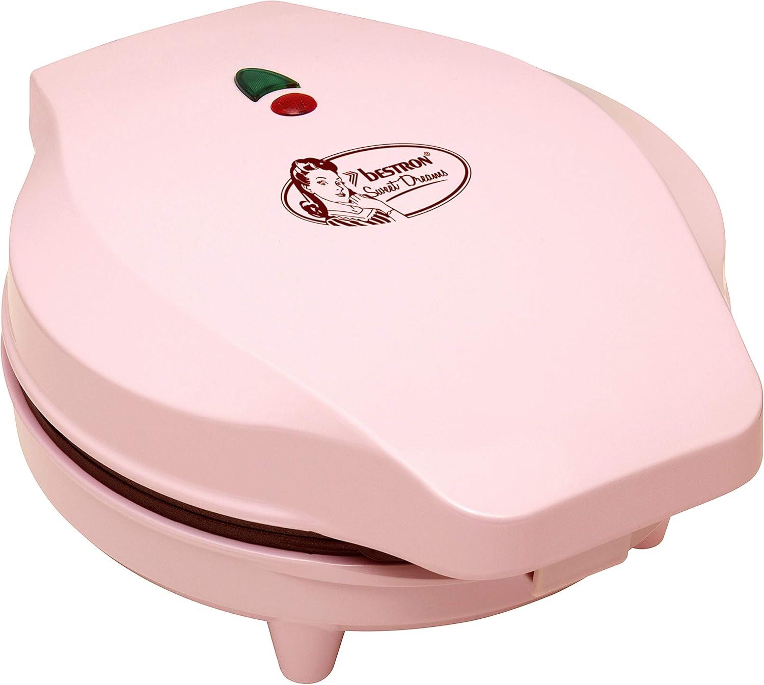 image:imageBestron Gaufrier pour gaufres classiques en forme de cur Gaufrier avec revtement antiadhsif pour gaufres en forme de cur Design rtro 700 Watts Couleur BleuRose