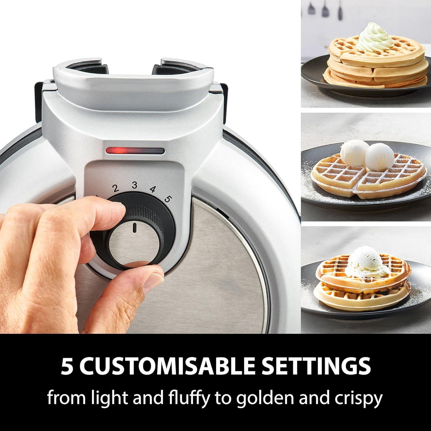 image:imageCASO WaffleUp gaufrier vertical pour des gaufres belges parfaites 5 niveaux de brunissage au choix double revtement antiadhsif pas dexcdent de pte acier inoxydable