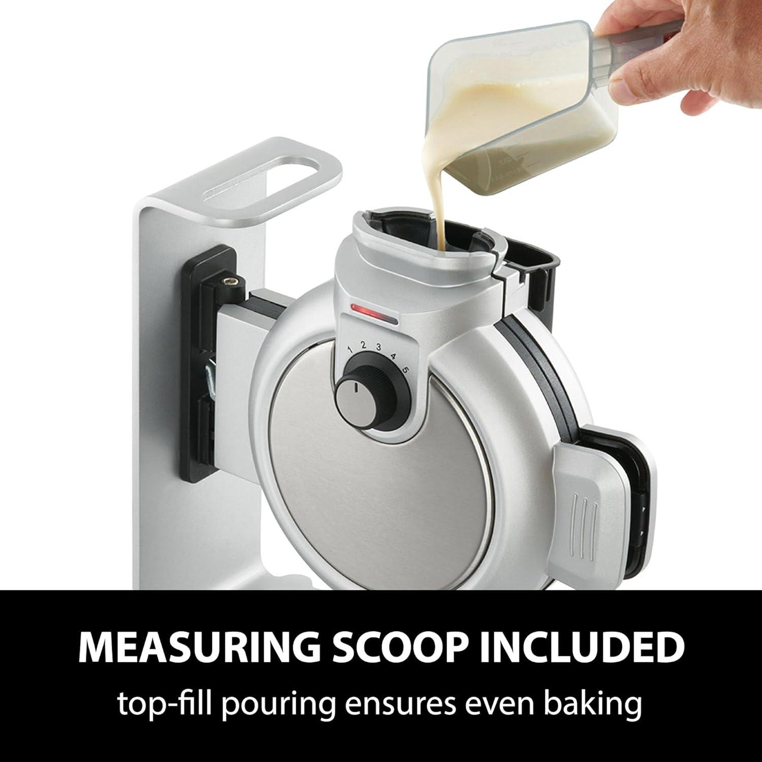 image:imageCASO WaffleUp gaufrier vertical pour des gaufres belges parfaites 5 niveaux de brunissage au choix double revtement antiadhsif pas dexcdent de pte acier inoxydable
