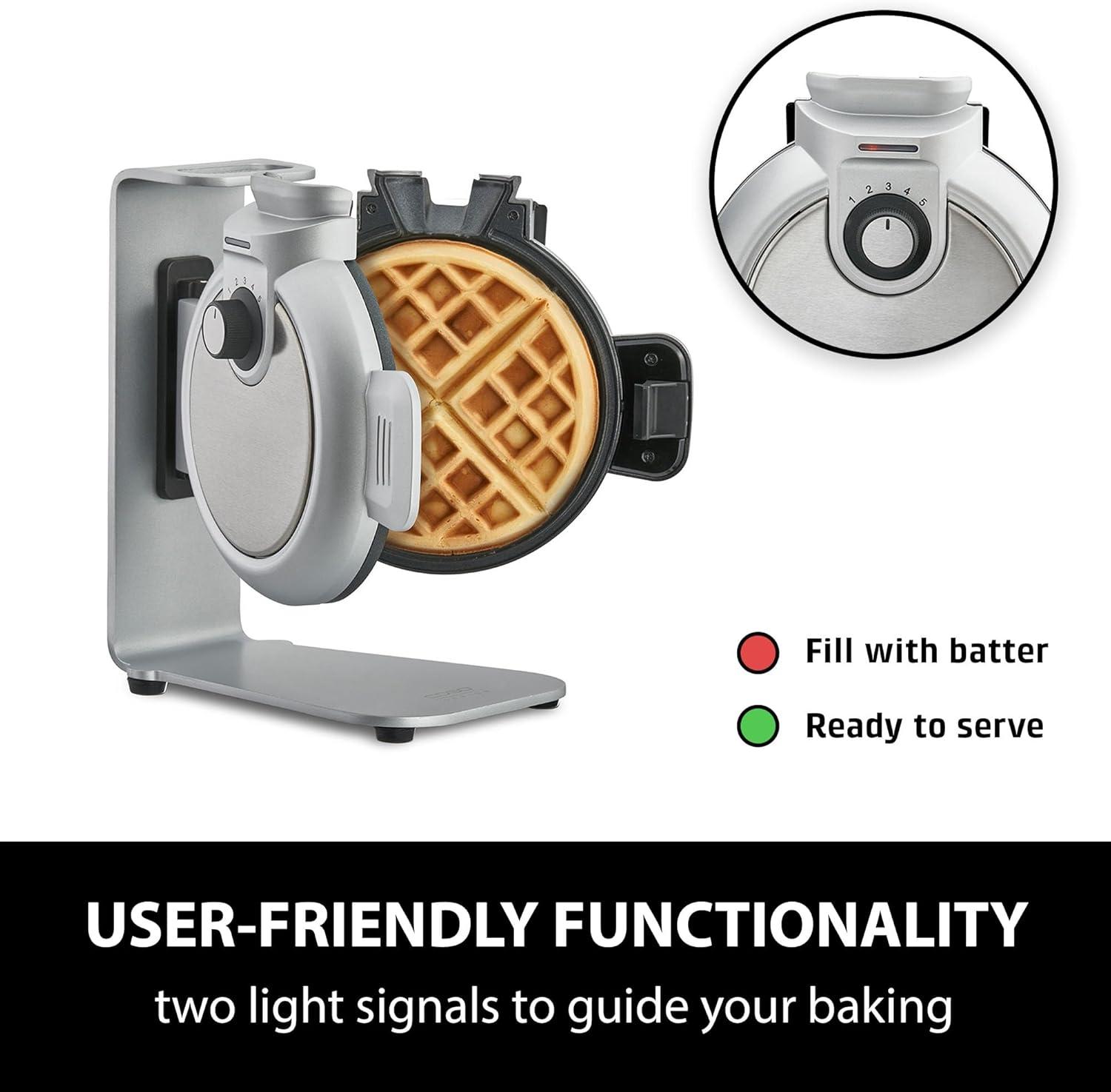 image:imageCASO WaffleUp gaufrier vertical pour des gaufres belges parfaites 5 niveaux de brunissage au choix double revtement antiadhsif pas dexcdent de pte acier inoxydable