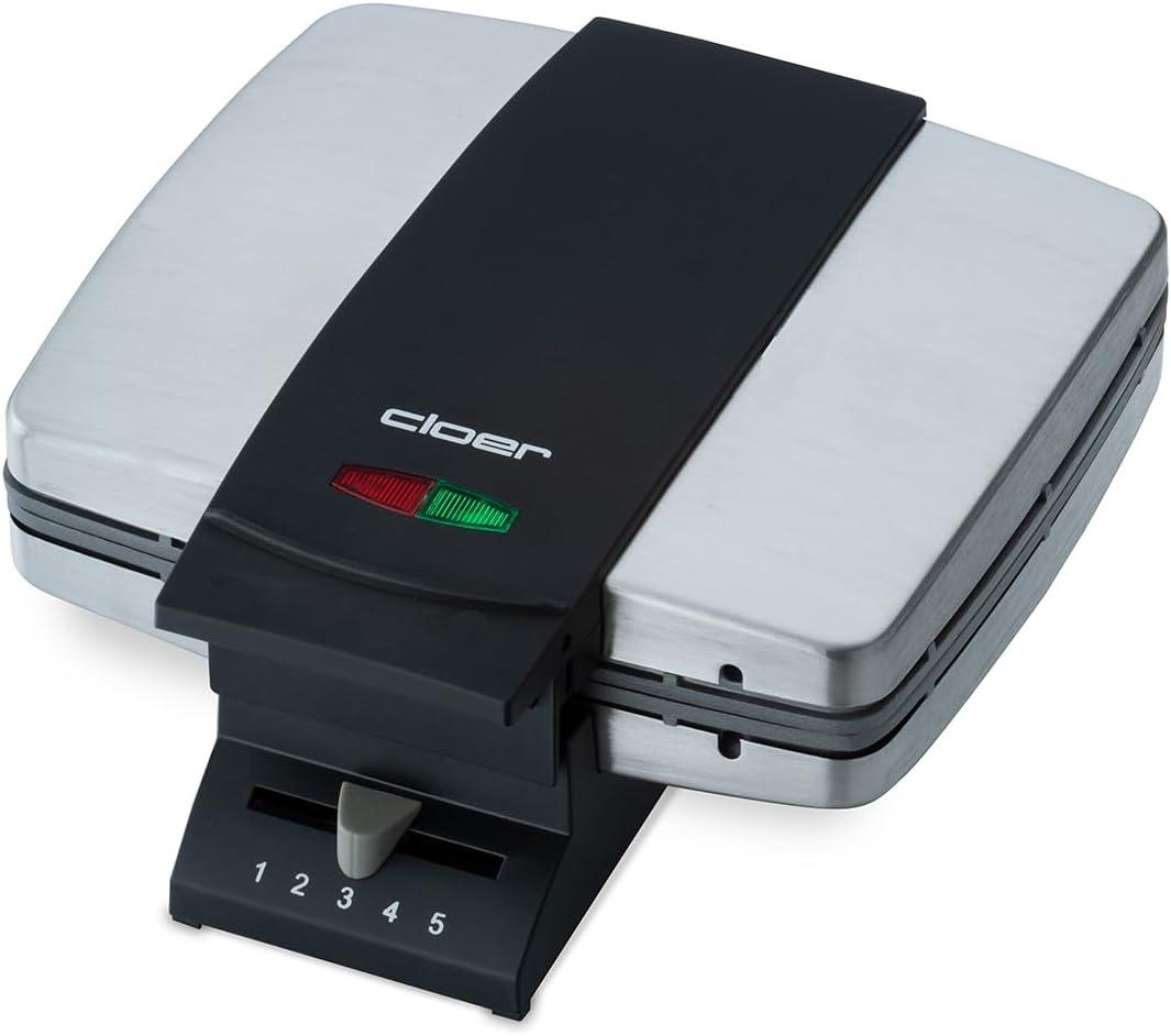 image:imageCloer 1459 Gaufrier pour gaufres de Bruxelles 1000 W lumire de cuisson degr de brunissement infiniment variable noirAcier Inoxydable