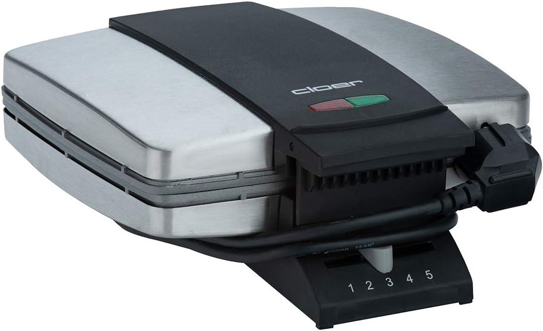 image:imageCloer 1459 Gaufrier pour gaufres de Bruxelles 1000 W lumire de cuisson degr de brunissement infiniment variable noirAcier Inoxydable