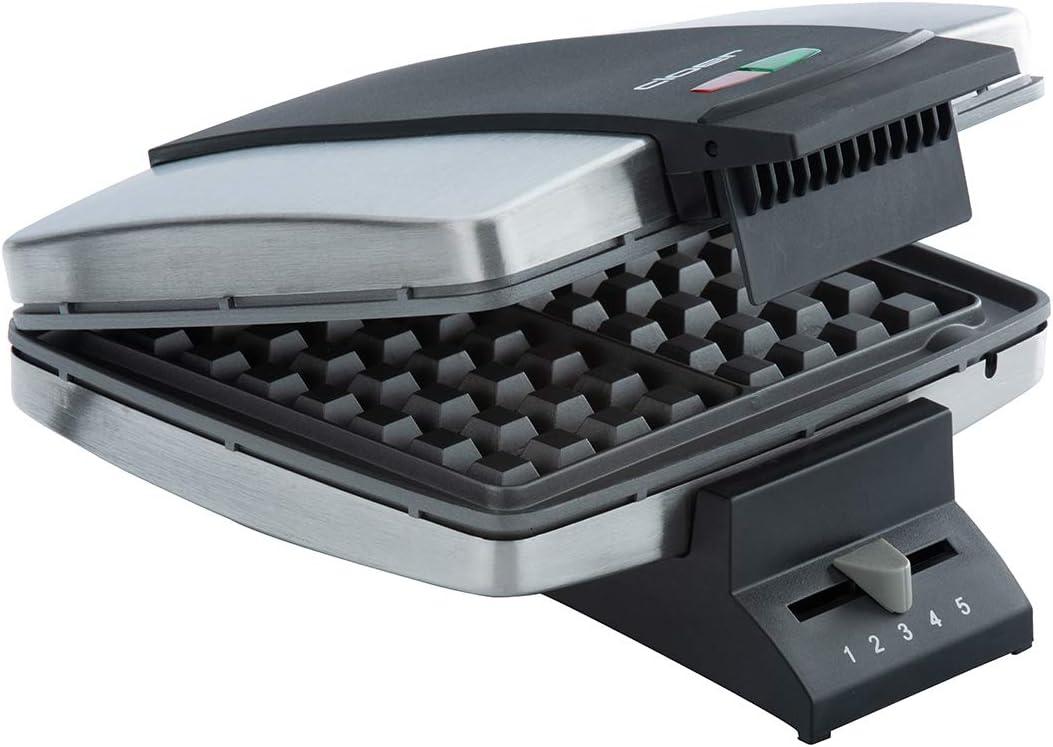image:imageCloer 1459 Gaufrier pour gaufres de Bruxelles 1000 W lumire de cuisson degr de brunissement infiniment variable noirAcier Inoxydable
