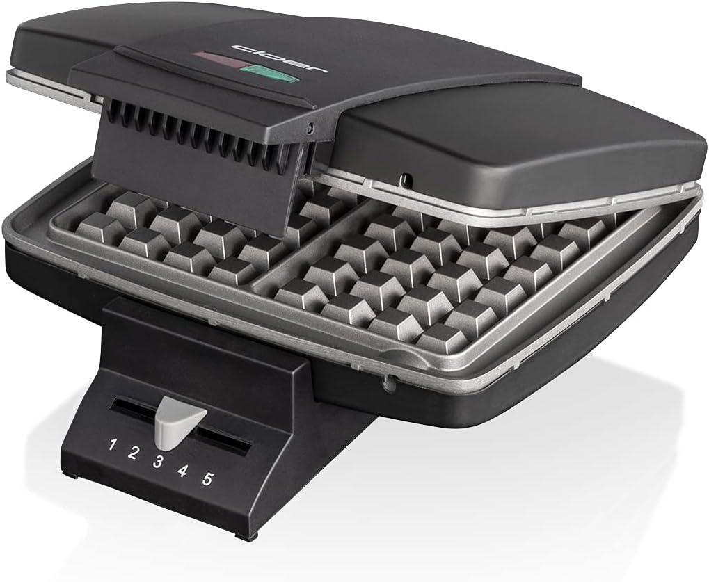 image:imageCloer 1459 Gaufrier pour gaufres de Bruxelles 1000 W lumire de cuisson degr de brunissement infiniment variable noirNoir