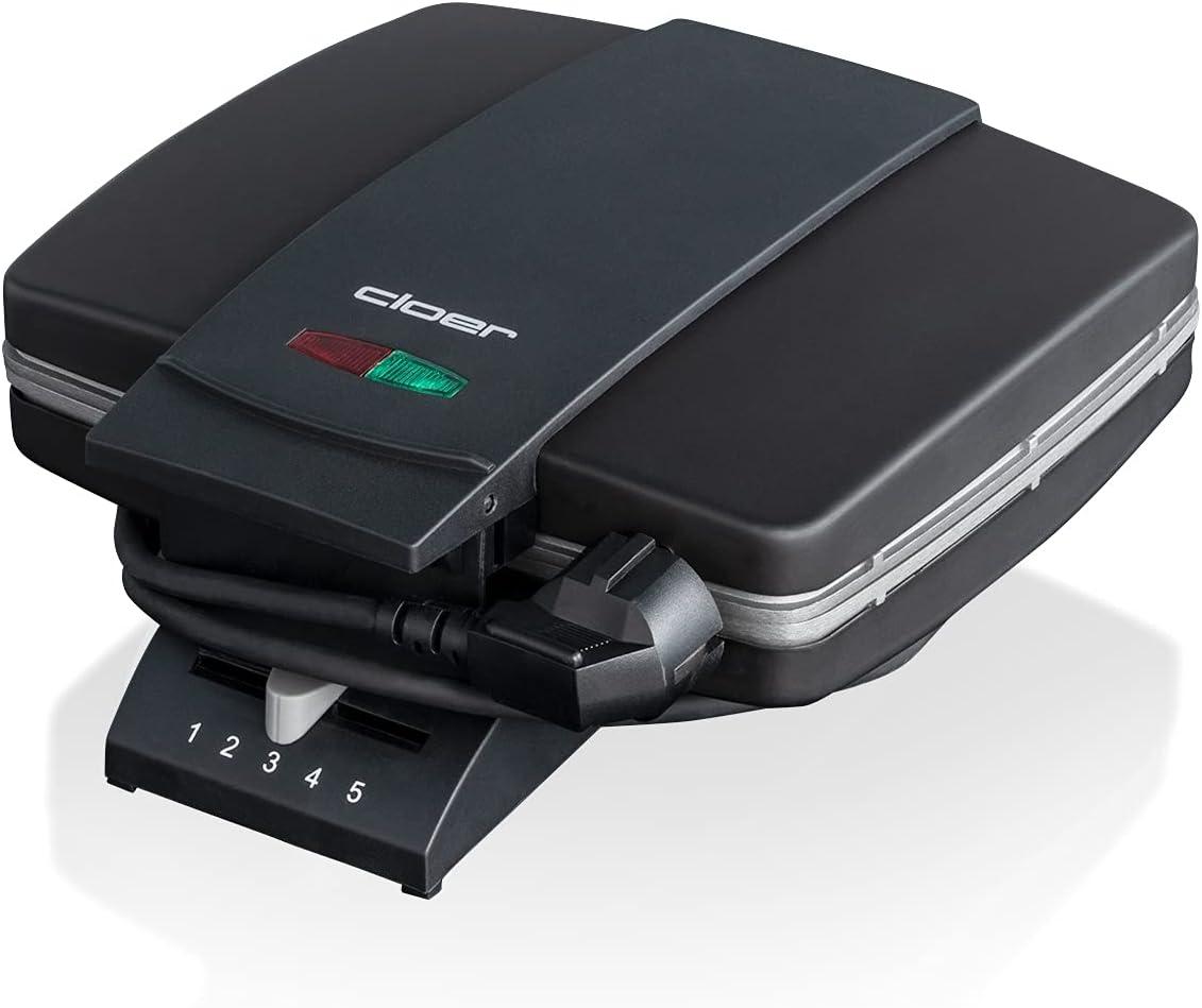 image:imageCloer 1459 Gaufrier pour gaufres de Bruxelles 1000 W lumire de cuisson degr de brunissement infiniment variable noirNoir