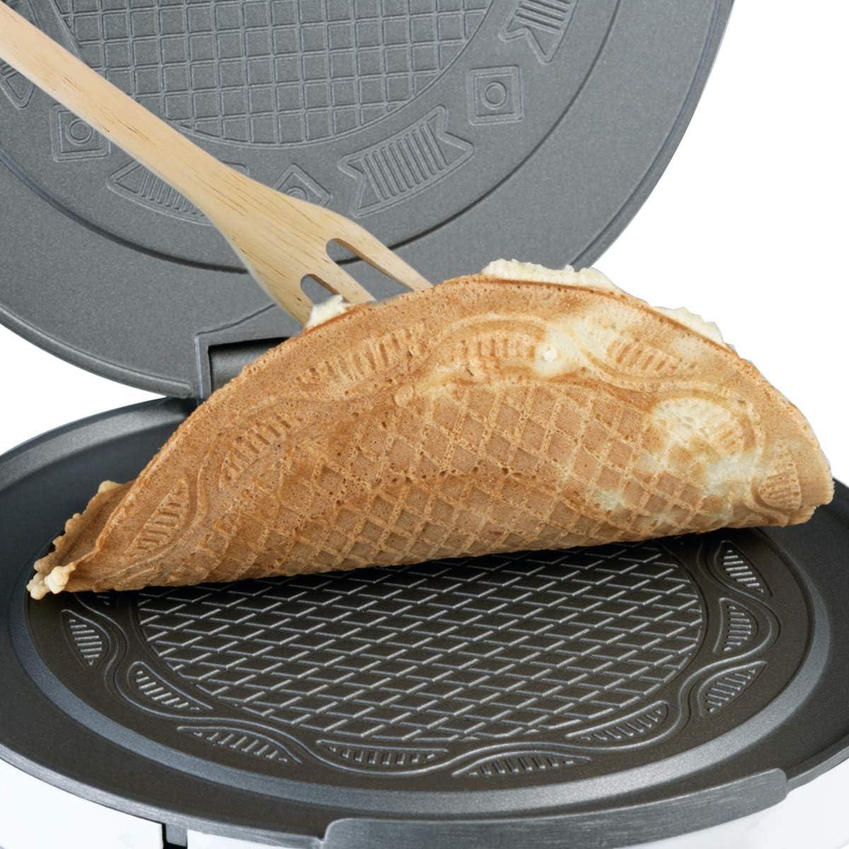 image:imageCloer 261 Gaufrier cornets pour cnes extrmement fins et croustillants Plaques de cuisson 145 cm Revtement antiadhsif temps de cuisson rglable linfini 800 W blanc mtalsans revtement antiadhsif