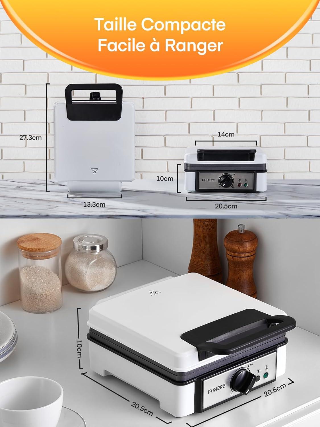 image:imageFOHERE Gaufrier Belge 1200W Contrle de Temprature 5 Vitesses Appareil a Gauffre Electrique Poigne Thermoisolante Lumire de Cuisson Machine Gaufres Professionnel 2 Gaufres2 Gaufres