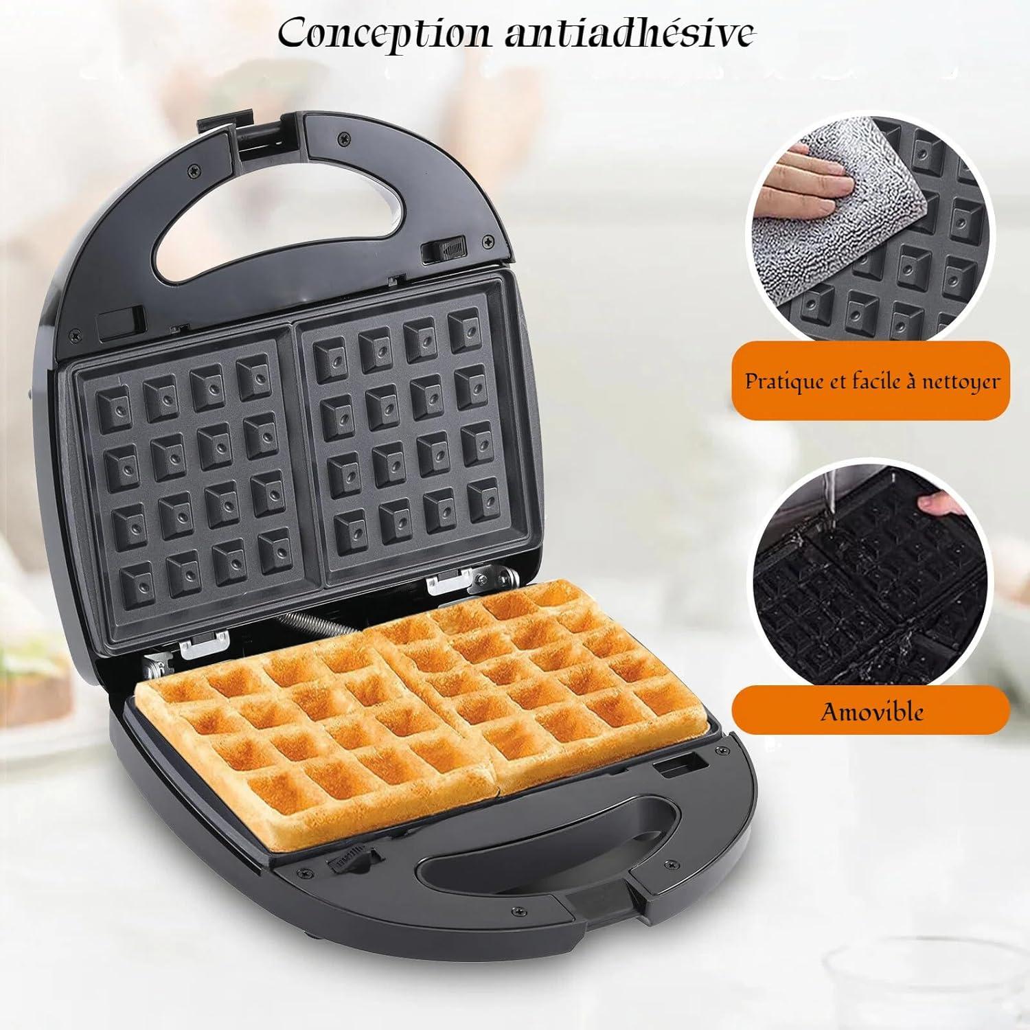 image:imageOKYUK Gaufrier Gauffrier multifonctions 750W avec 6 plaques de gril antiadhsives amovibles machine a panini rpondant diffrents besoins de petitdjeuner
