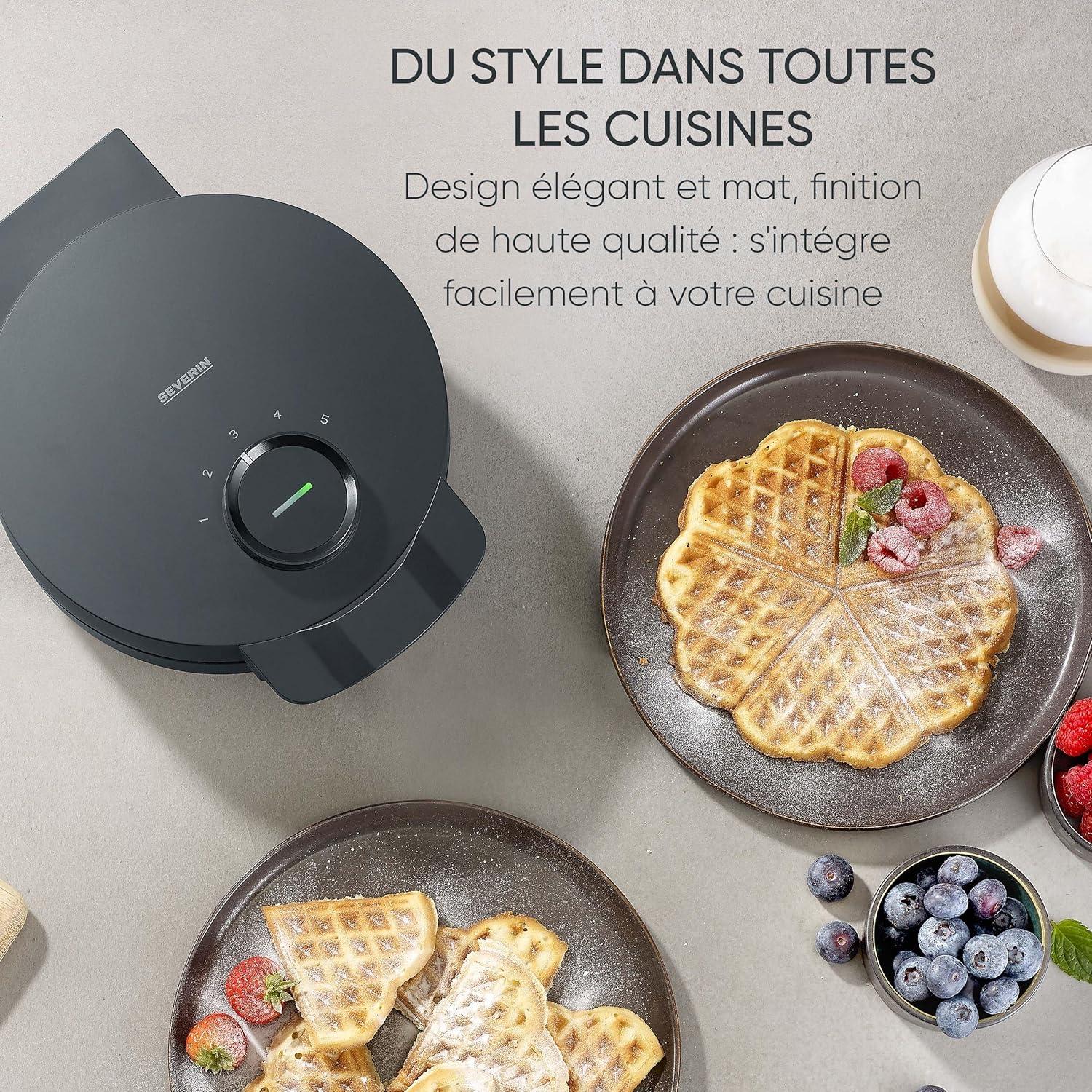 image:imageSeverin Severin WA 2103 gauffrier Acier inoxydable Noir 1 piceNOUVEAU Gaufrier design