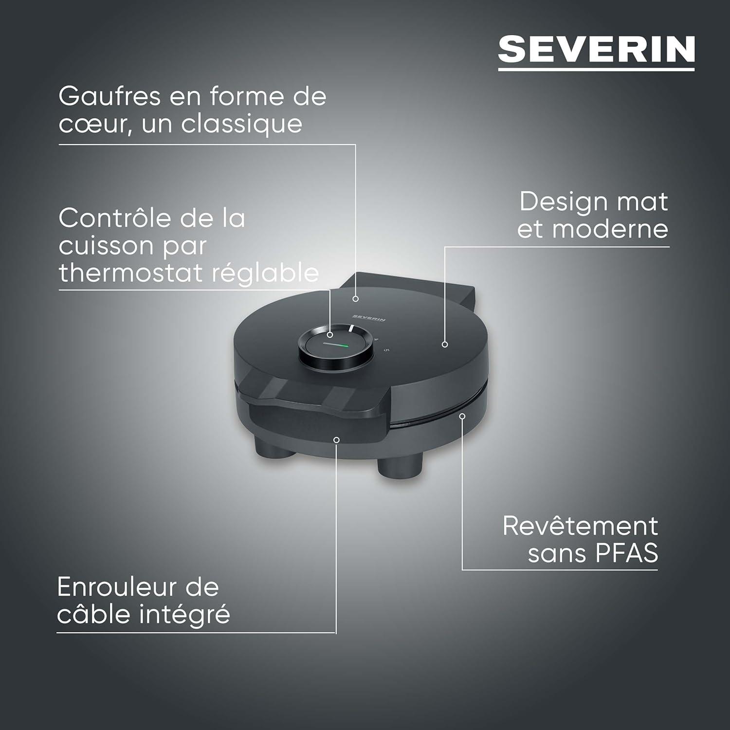 image:imageSeverin Severin WA 2103 gauffrier Acier inoxydable Noir 1 piceNOUVEAU Gaufrier design