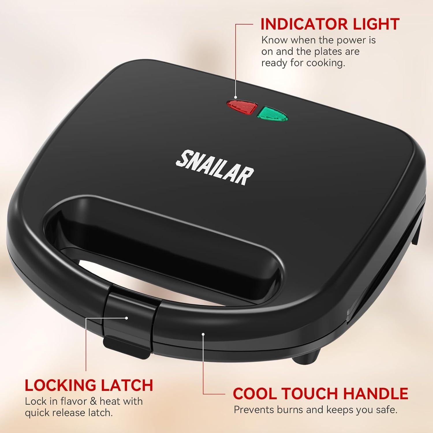 image:imageSnailar Gaufrier Appareil Gauffre lgant ampamp Compact 750 W Machine a Gauffre 2 Tranches Carres Antiadhsif Facile Nettoyer Pour des Gaufres Dores et CroustillantesPlaques Gaufres