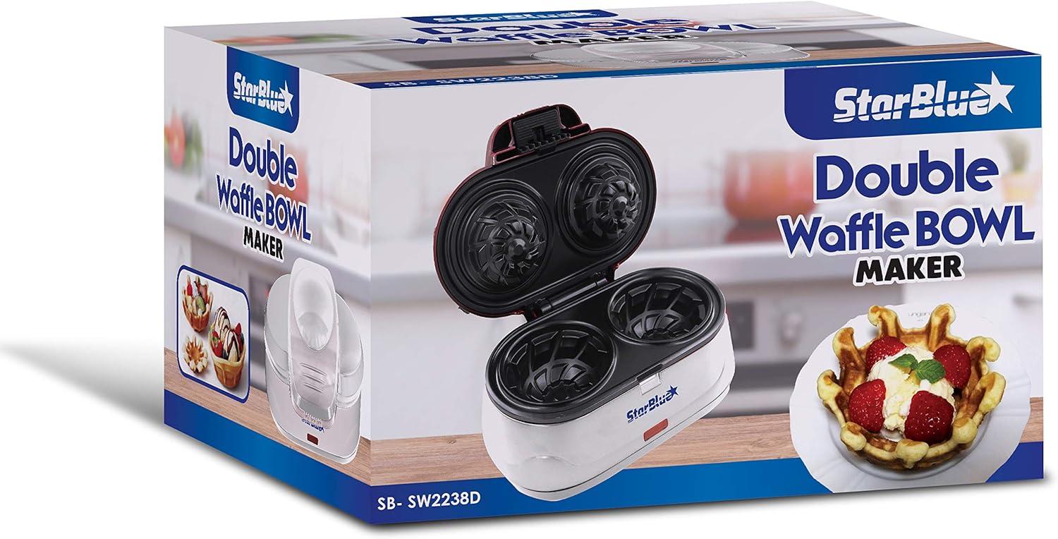 image:imageStarBlue Double Gaufrier Pour Gaufres En Forme De Coupelle Cadeau Ideal 220240 V 5060 Hz 1200 W Prise UK Adaptateur De Prise Europeenne Inclus