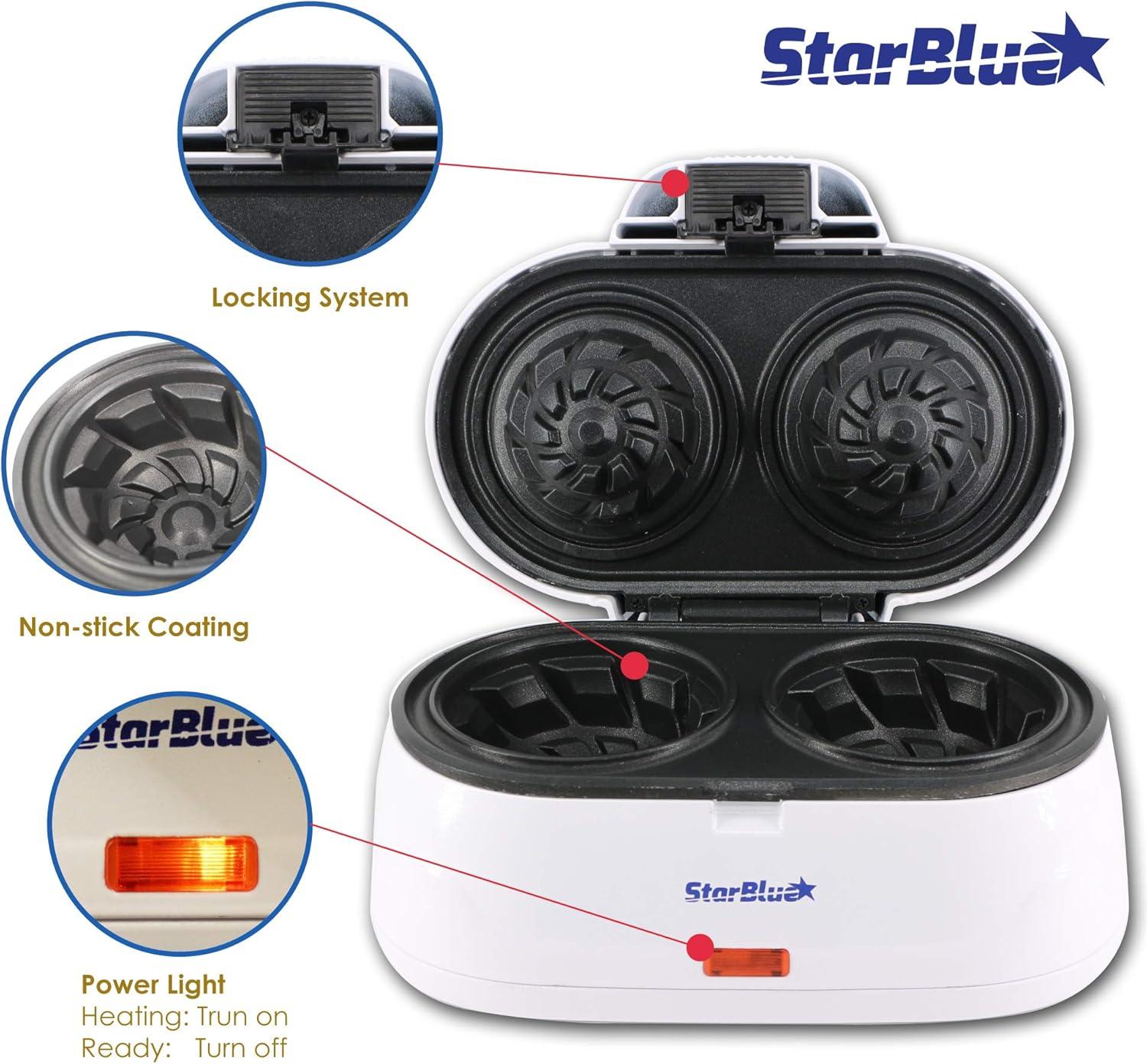 image:imageStarBlue Double Gaufrier Pour Gaufres En Forme De Coupelle Cadeau Ideal 220240 V 5060 Hz 1200 W Prise UK Adaptateur De Prise Europeenne Inclus