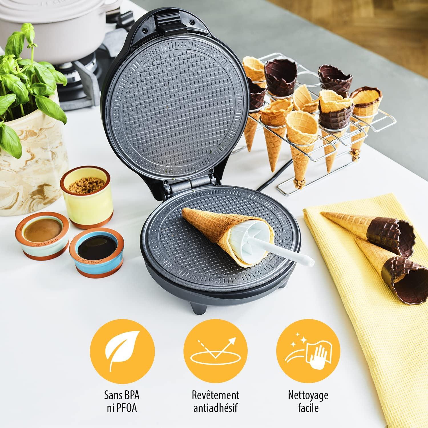 image:imageTristar gaufrier Noir Acier Inoxydable 2 gaufres 1 000 W WF2195Cornet de Glace