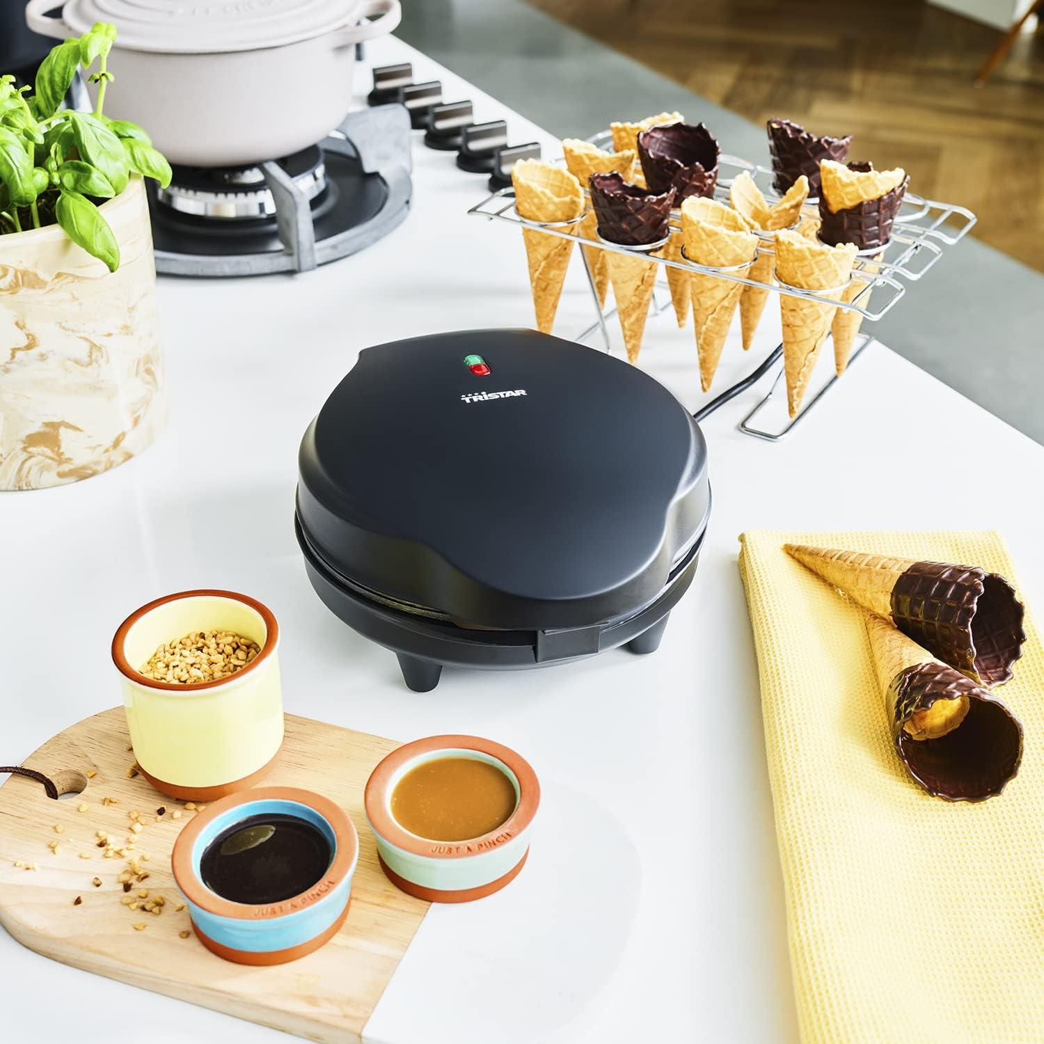 image:imageTristar gaufrier Noir Acier Inoxydable 2 gaufres 1 000 W WF2195Cornet de Glace