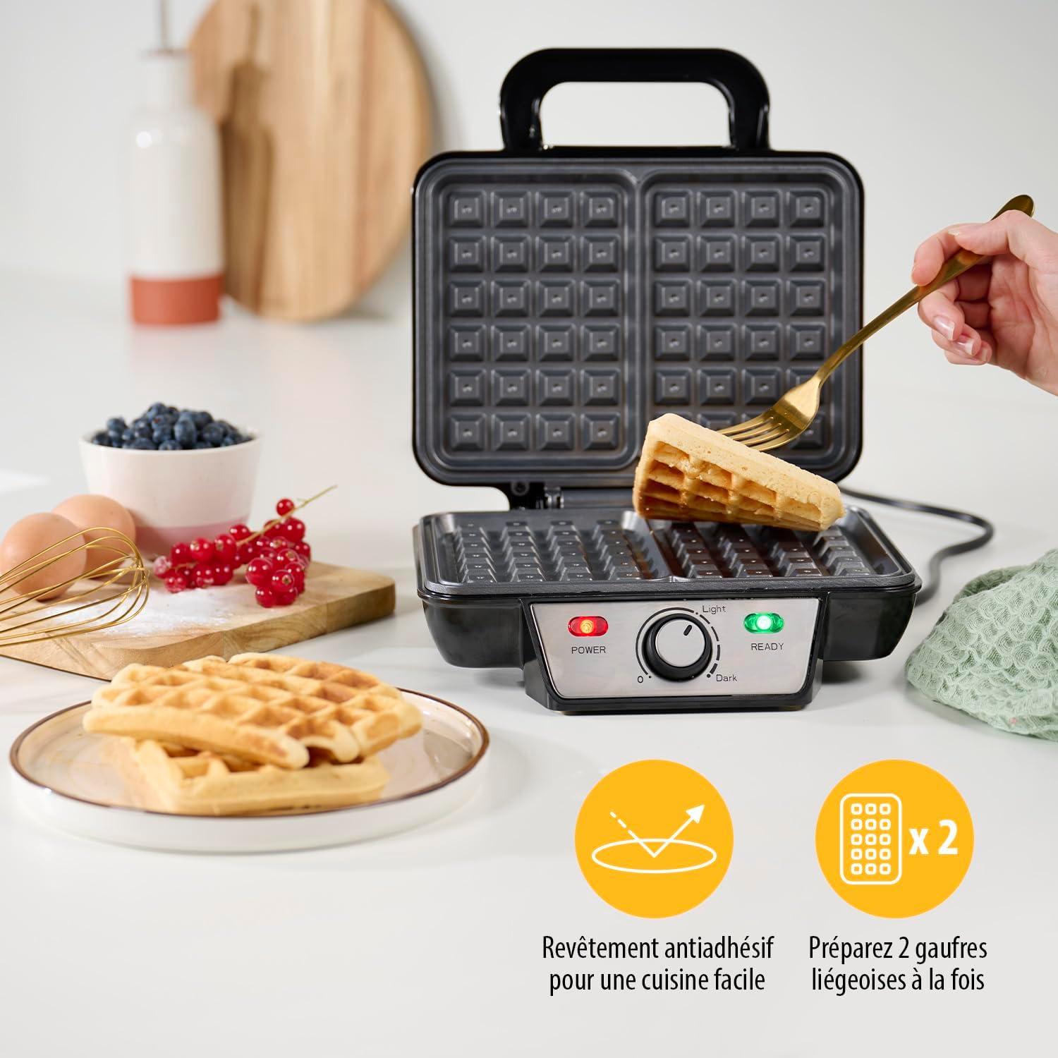 image:imageTristar gaufrier Noir Acier Inoxydable 2 gaufres 1 000 W WF2195Gaufre classique