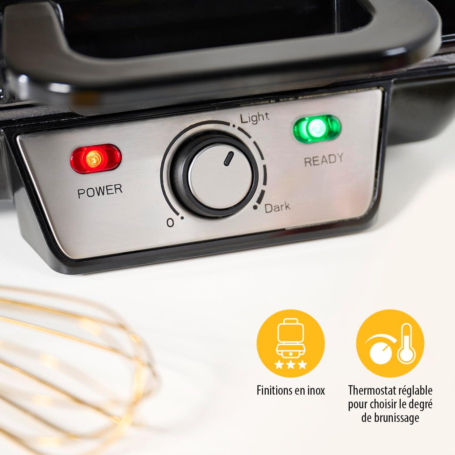 image:imageTristar gaufrier Noir Acier Inoxydable 2 gaufres 1 000 W WF2195Gaufre classique