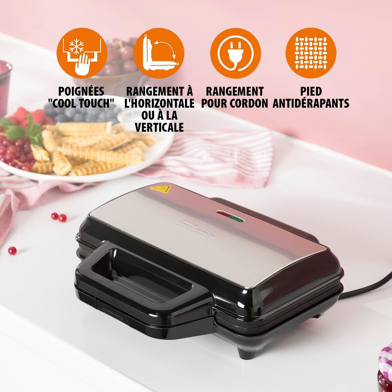 image:imageTristar gaufrier Noir Acier Inoxydable 2 gaufres 1 000 W WF2195Gaufre frite