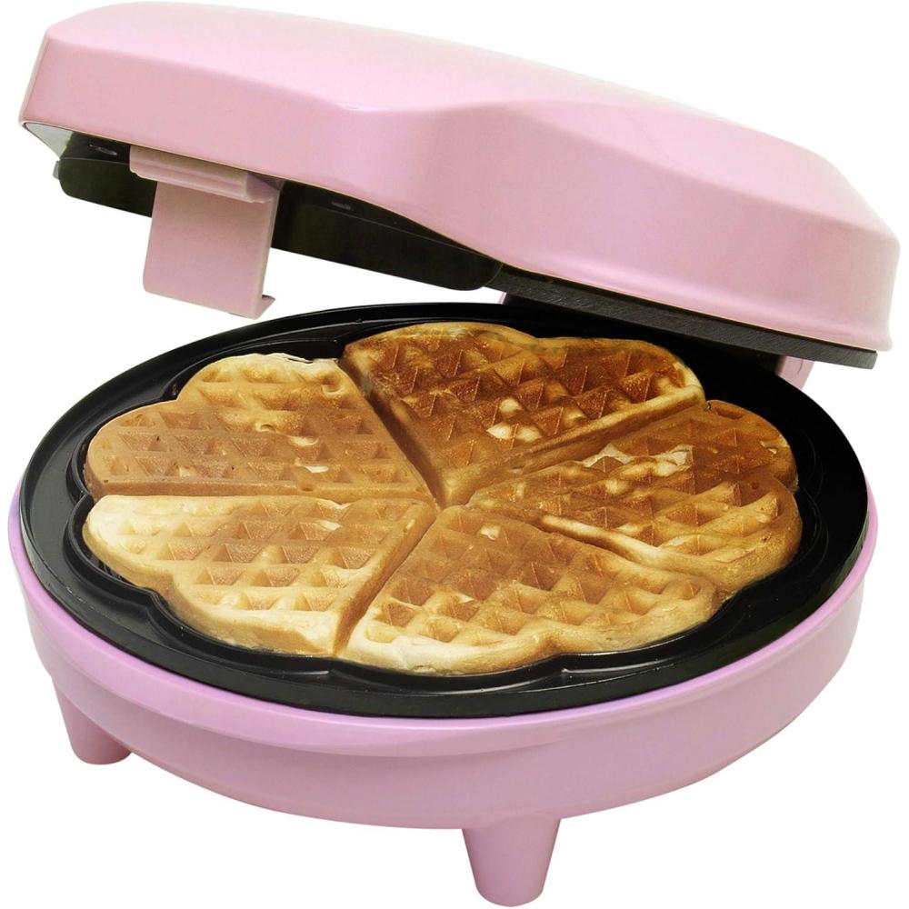 image:imageBestron Gaufrier pour gaufres classiques en forme de cur Gaufrier avec revtement antiadhsif pour gaufres en forme de cur Design rtro 700 Watts Couleur BleuRose