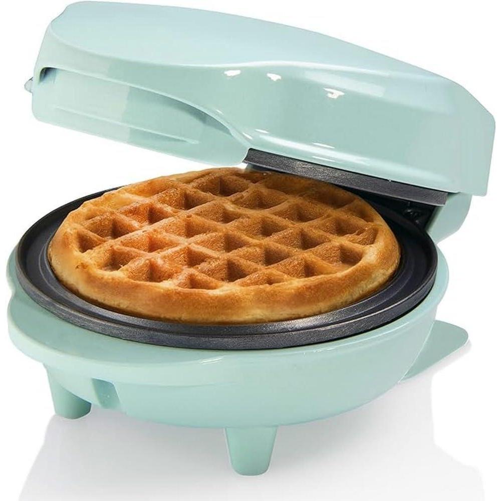 image:imageBestron Mini gaufrier pour gaufres classiques Petit gaufrier avec revtement antiadhsif pour les anniversaires denfants les ftes de famille Pques ou Nol Design rtro Couleur mentheMenthe