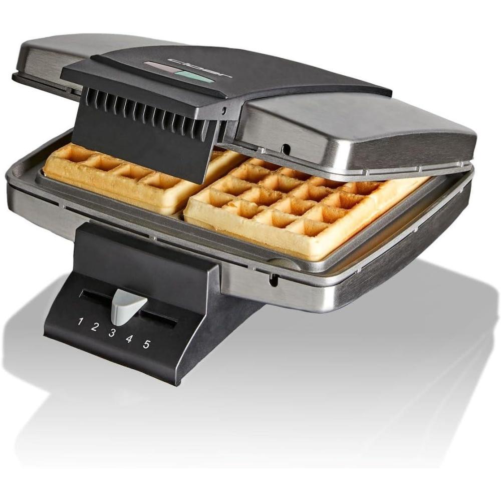 image:imageCloer 1459 Gaufrier pour gaufres de Bruxelles 1000 W lumire de cuisson degr de brunissement infiniment variable noirAcier Inoxydable