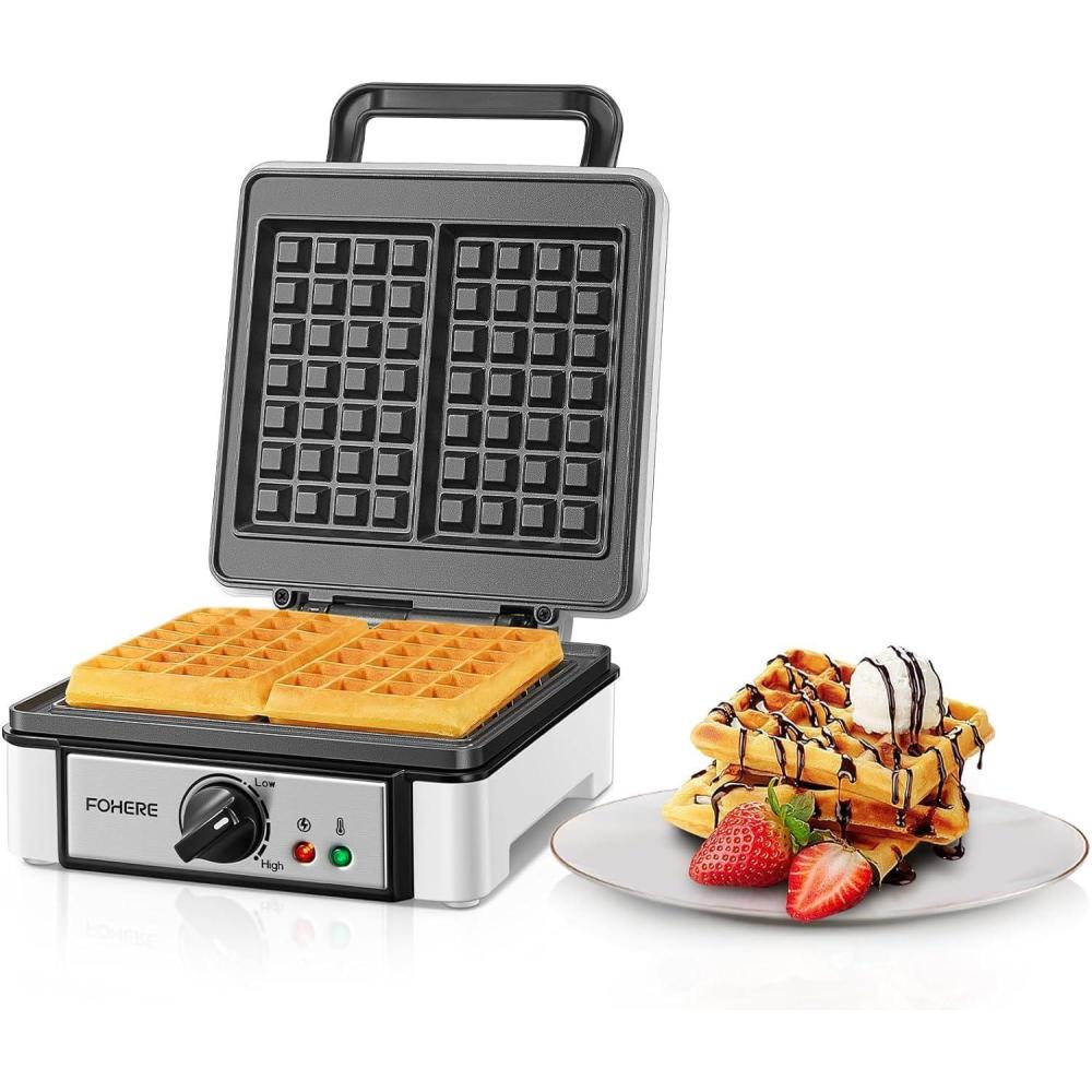 image:imageFOHERE Gaufrier Belge 1200W Contrle de Temprature 5 Vitesses Appareil a Gauffre Electrique Poigne Thermoisolante Lumire de Cuisson Machine Gaufres Professionnel 2 Gaufres2 Gaufres