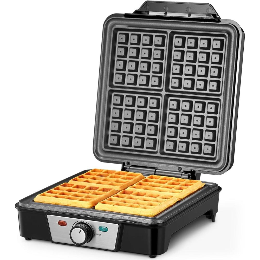 image:imageReemix Gaufrier lectrique 1200 W plaques antiadhsives temprature rglable nettoyage facile acier inoxydable