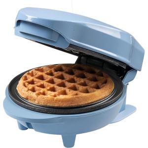 Bestron Mini gaufrier pour gaufres classiques, Petit gaufrier avec revêtement anti-adhésif, pour les anniversaires d&rsquo;enfants, les fêtes de famille, Pâques ou Noël, Design: rétro, Couleur: menthe(Bleu)