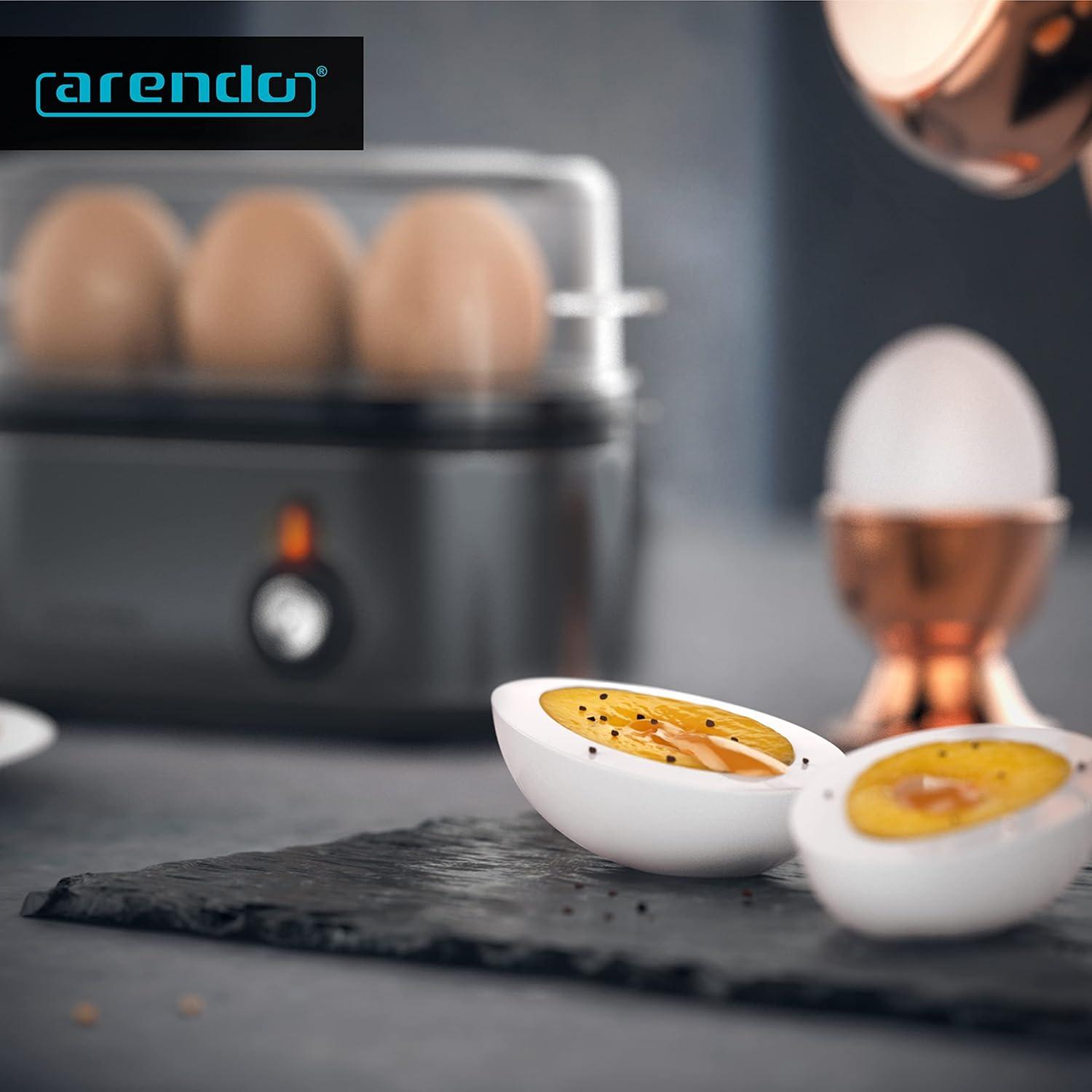 image:imageArendo Cuiseur oeufs en acier inoxydable Threecook Egg cooker 13 oeufs Dur Mollet ou la Coque Verre doseur avec Perce Indicateur Lumineux 210W Base antidrapante sans BPA certifi GS2