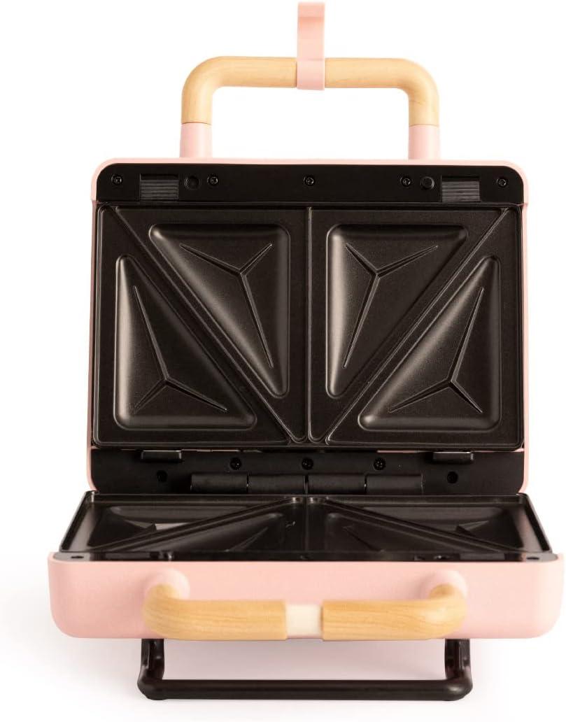 image:imageCREATESTONE STUDIOSandwichGrill et gaufrier quadruple vert sauge 3 plaques interchangeables Grill Gaufre et Sandwich revtement antiadhsif ouverture 180 4 tranches rtro 1600WRose Pastel