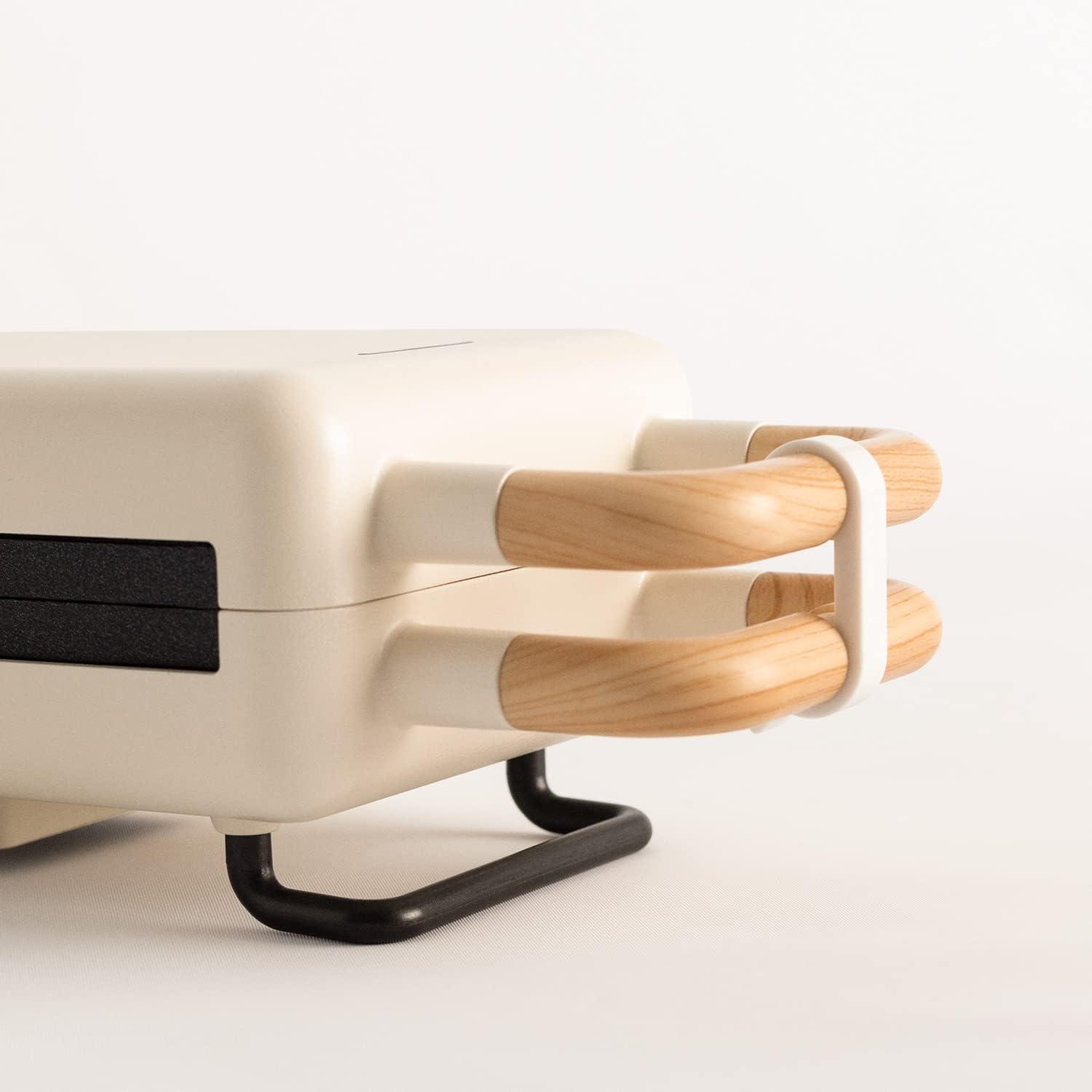 image:imageCREATESTONE STUDIOSandwichGrill et gaufrier quadruple vert sauge 3 plaques interchangeables Grill Gaufre et Sandwich revtement antiadhsif ouverture 180 4 tranches rtro 1600WBlanc Cass