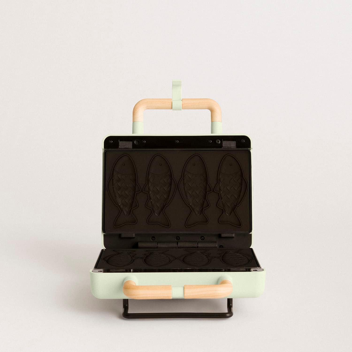 image:imageCREATESTONE STUDIOSandwichGrill et gaufrier quadruple vert sauge 3 plaques interchangeables Grill Gaufre et Sandwich revtement antiadhsif ouverture 180 4 tranches rtro 1600WVert Pastel