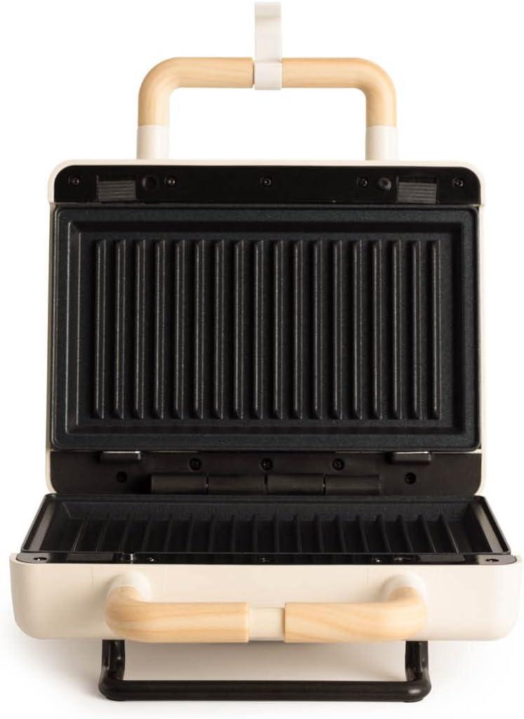 image:imageCREATESTONE STUDIOSandwichGrill et gaufrier quadruple vert sauge 3 plaques interchangeables Grill Gaufre et Sandwich revtement antiadhsif ouverture 180 4 tranches rtro 1600WBlanc Cass
