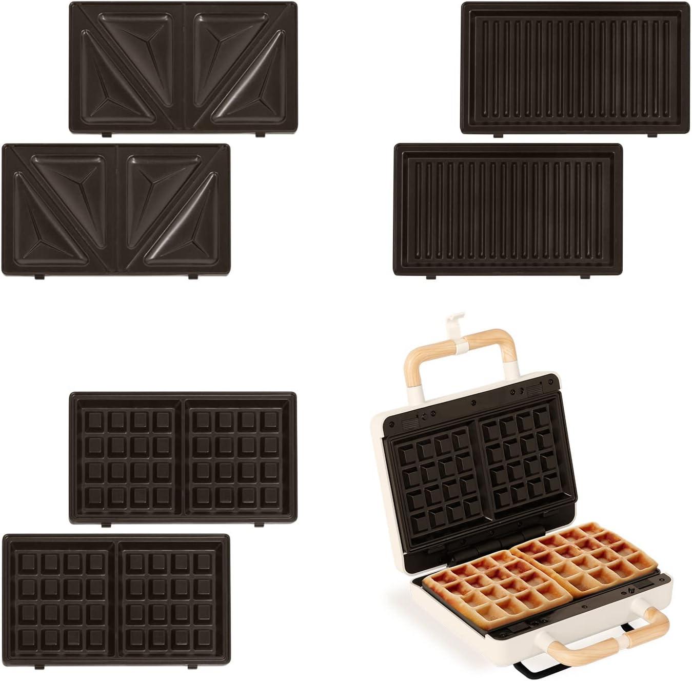 image:imageCREATESTONE STUDIOSandwichGrill et gaufrier quadruple vert sauge 3 plaques interchangeables Grill Gaufre et Sandwich revtement antiadhsif ouverture 180 4 tranches rtro 1600WBlanc Cass