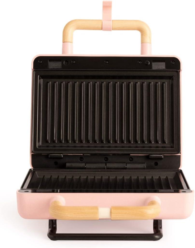 image:imageCREATESTONE STUDIOSandwichGrill et gaufrier quadruple vert sauge 3 plaques interchangeables Grill Gaufre et Sandwich revtement antiadhsif ouverture 180 4 tranches rtro 1600WRose Pastel