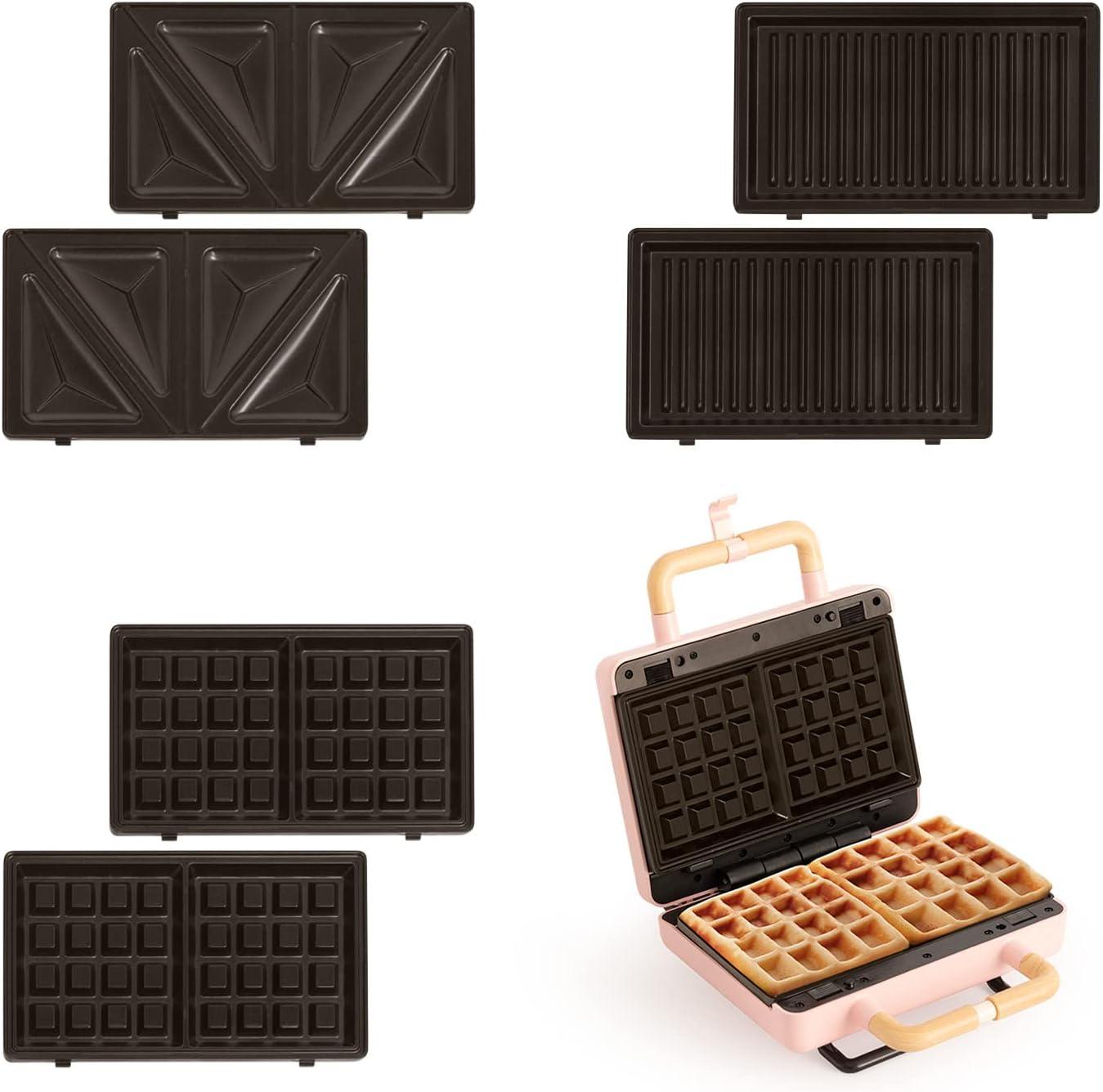 image:imageCREATESTONE STUDIOSandwichGrill et gaufrier quadruple vert sauge 3 plaques interchangeables Grill Gaufre et Sandwich revtement antiadhsif ouverture 180 4 tranches rtro 1600WRose Pastel
