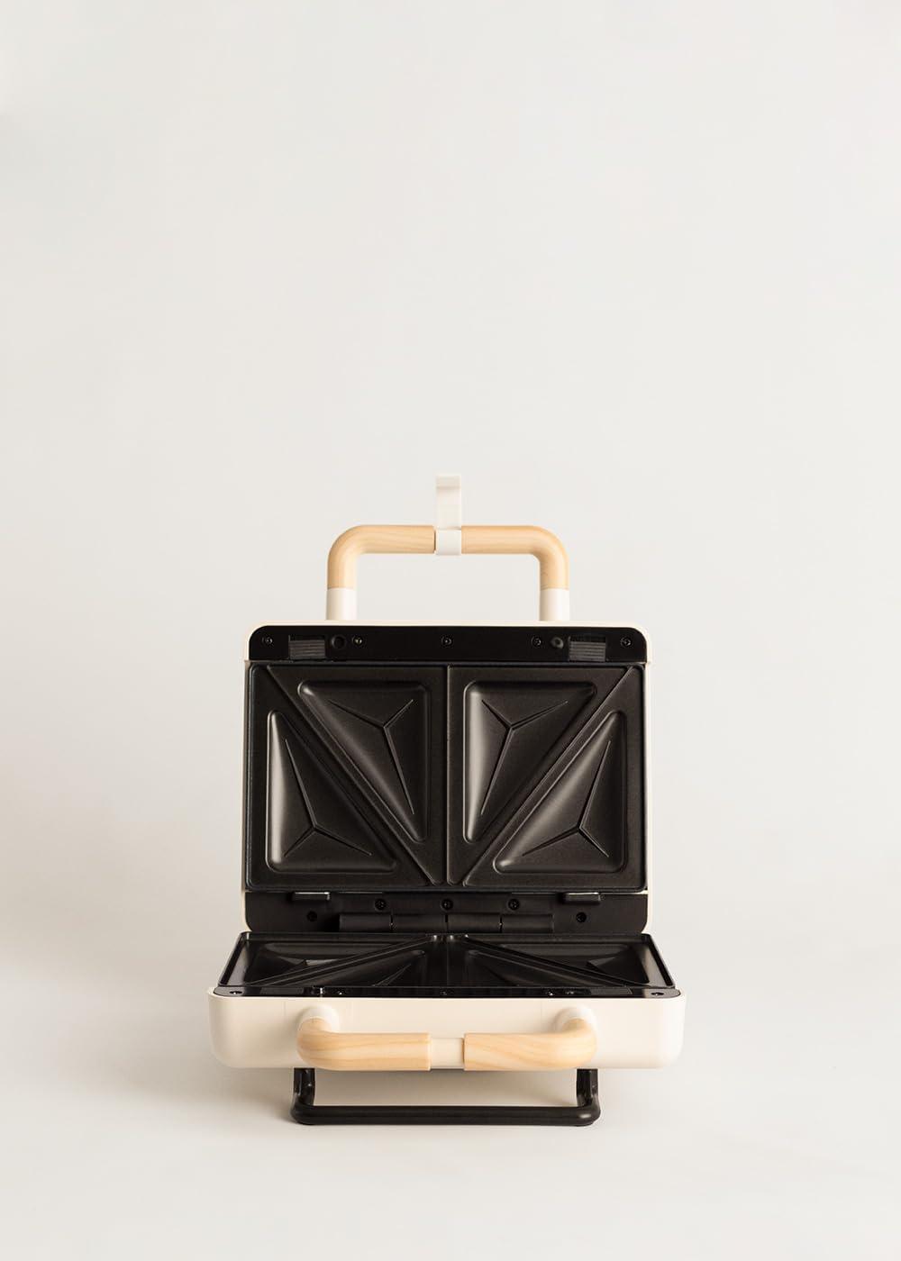 image:imageCREATESTONE STUDIOSandwichGrill et gaufrier quadruple vert sauge 3 plaques interchangeables Grill Gaufre et Sandwich revtement antiadhsif ouverture 180 4 tranches rtro 1600WBlanc Cass