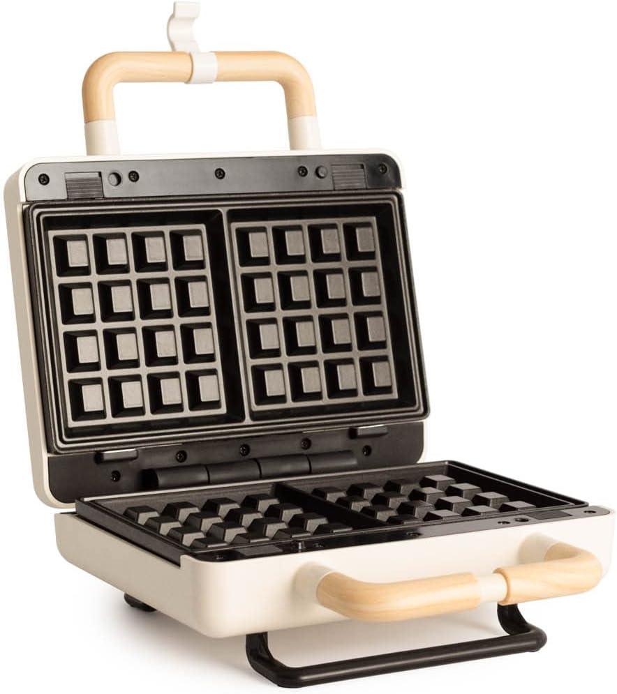 image:imageCREATESTONE STUDIOSandwichGrill et gaufrier quadruple vert sauge 3 plaques interchangeables Grill Gaufre et Sandwich revtement antiadhsif ouverture 180 4 tranches rtro 1600WBlanc Cass