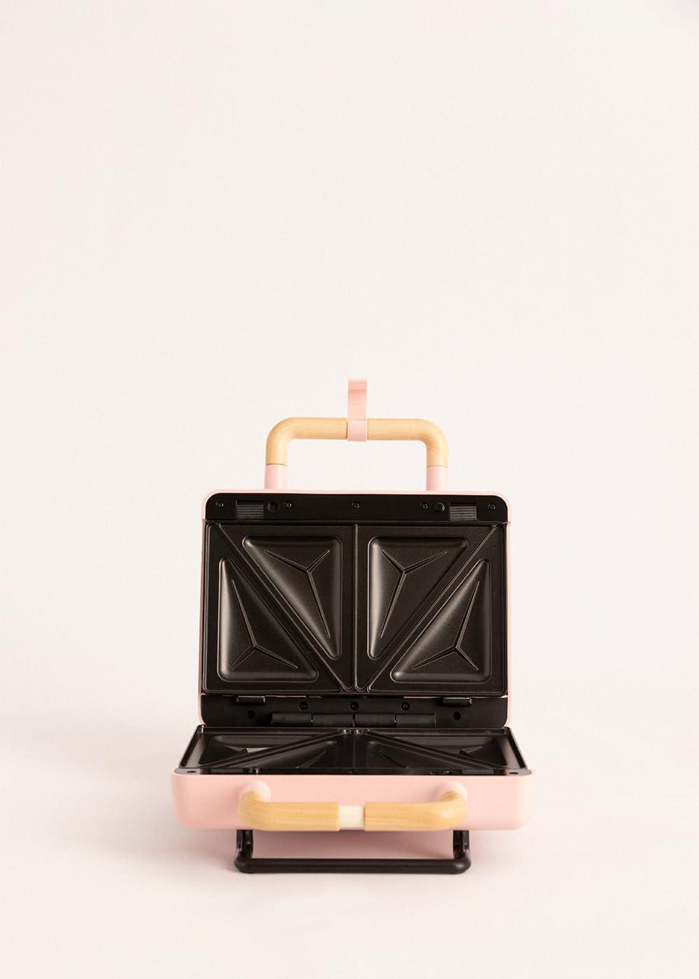 image:imageCREATESTONE STUDIOSandwichGrill et gaufrier quadruple vert sauge 3 plaques interchangeables Grill Gaufre et Sandwich revtement antiadhsif ouverture 180 4 tranches rtro 1600WRose Pastel