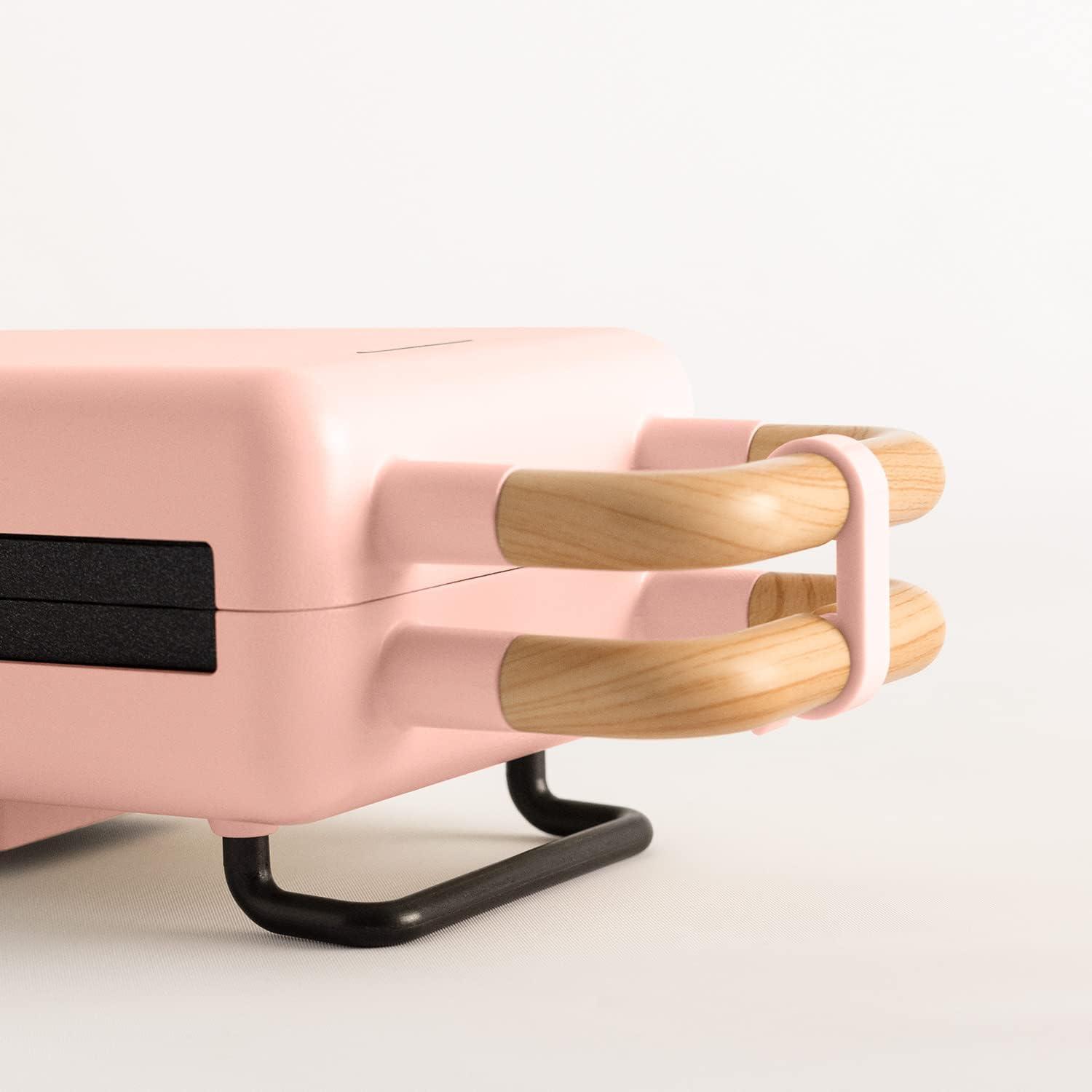 image:imageCREATESTONE STUDIOSandwichGrill et gaufrier quadruple vert sauge 3 plaques interchangeables Grill Gaufre et Sandwich revtement antiadhsif ouverture 180 4 tranches rtro 1600WRose Pastel
