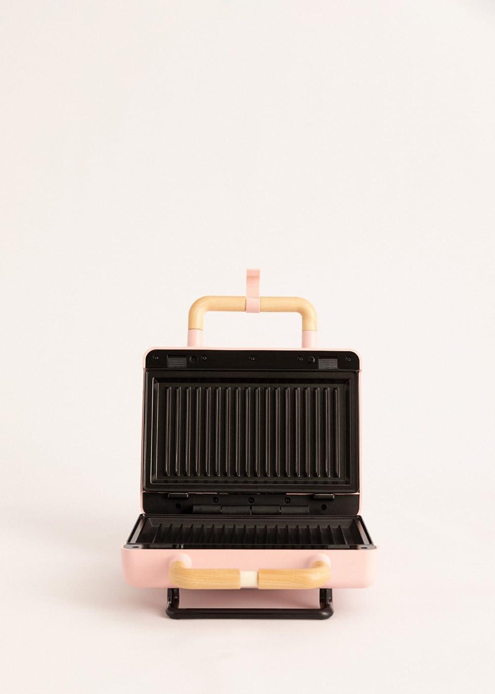 image:imageCREATESTONE STUDIOSandwichGrill et gaufrier quadruple vert sauge 3 plaques interchangeables Grill Gaufre et Sandwich revtement antiadhsif ouverture 180 4 tranches rtro 1600WRose Pastel
