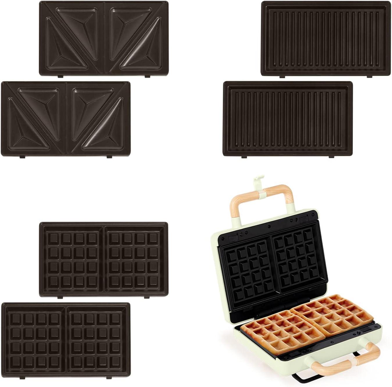 image:imageCREATESTONE STUDIOSandwichGrill et gaufrier quadruple vert sauge 3 plaques interchangeables Grill Gaufre et Sandwich revtement antiadhsif ouverture 180 4 tranches rtro 1600WVert Pastel