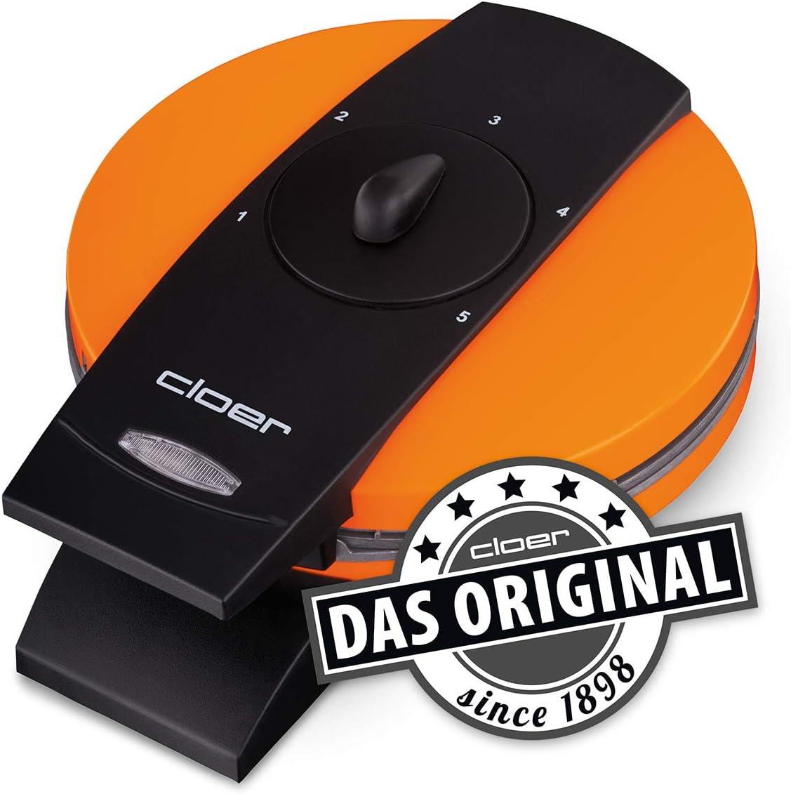 image:imageCloer 1620 Gaufrier pour gaufres en forme de cur 930 W taille de gaufre 155 cm degr de brunissement infiniment variable noirOrange