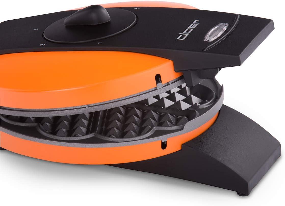 image:imageCloer 1620 Gaufrier pour gaufres en forme de cur 930 W taille de gaufre 155 cm degr de brunissement infiniment variable noirOrange