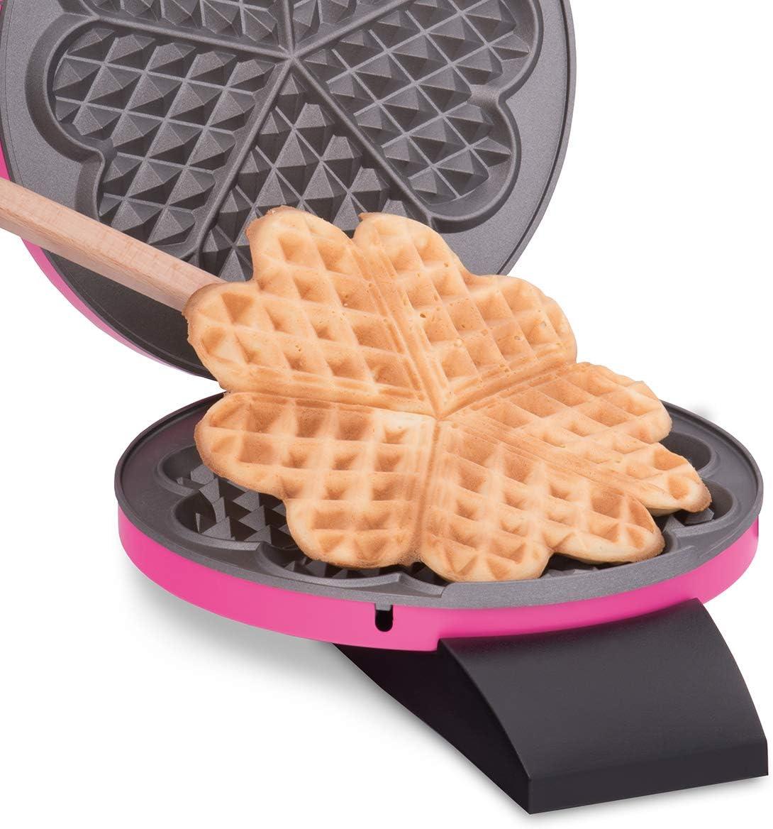 image:imageCloer 1620 Gaufrier pour gaufres en forme de cur 930 W taille de gaufre 155 cm degr de brunissement infiniment variable noirRose Bonbon