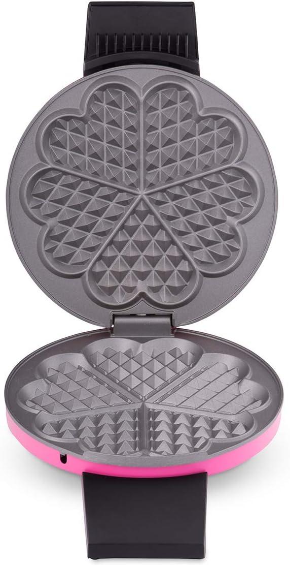 image:imageCloer 1620 Gaufrier pour gaufres en forme de cur 930 W taille de gaufre 155 cm degr de brunissement infiniment variable noirRose Bonbon