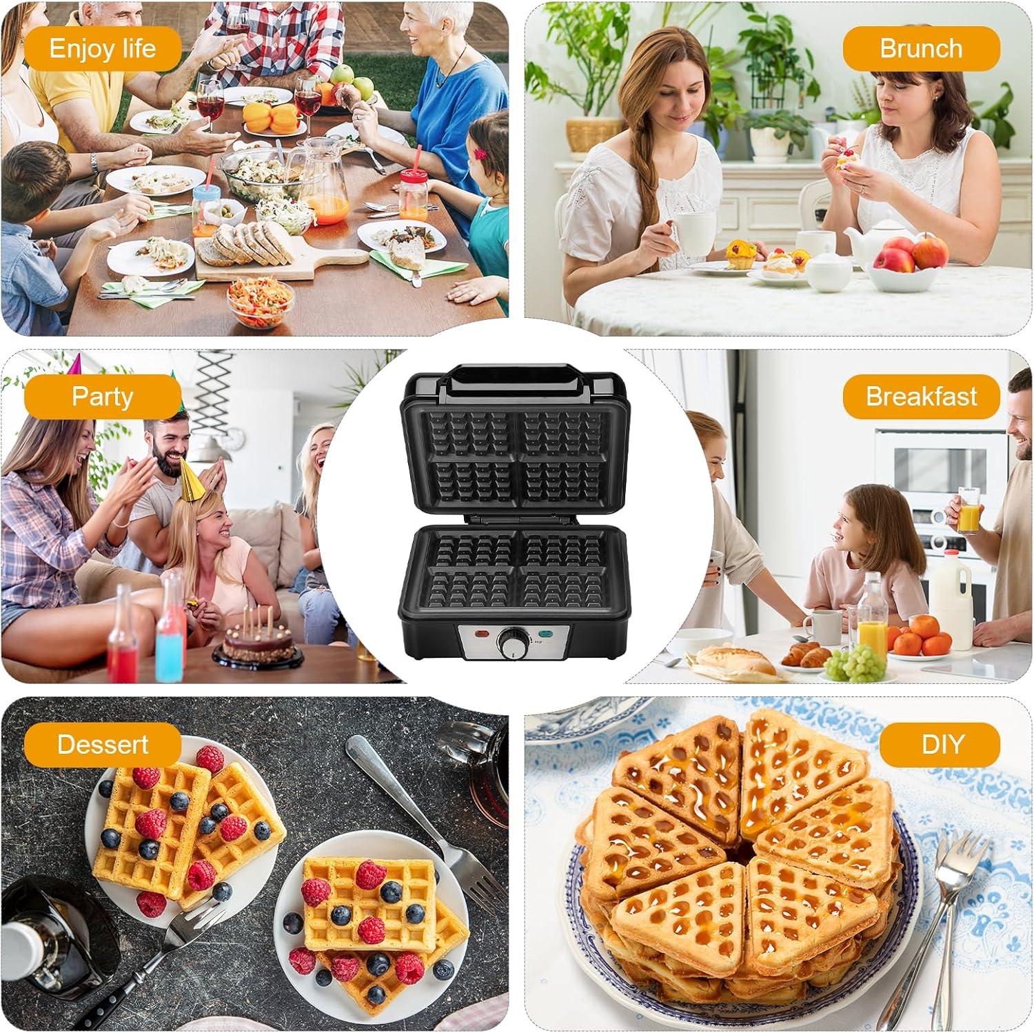 image:imageCozary Gaufrier forme de gaufre belge pour gaufres paisses revtement antiadhsif niveau de chauffage rglable 1200 watts Acier inoxydable